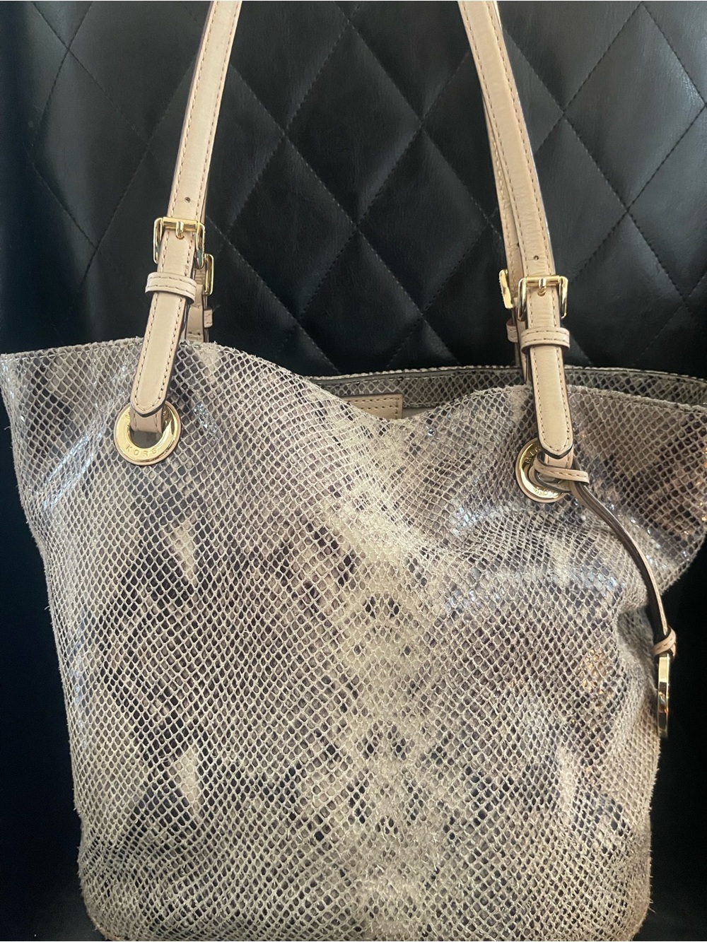Michael Kors Glazed Embossed Python tote. EUC